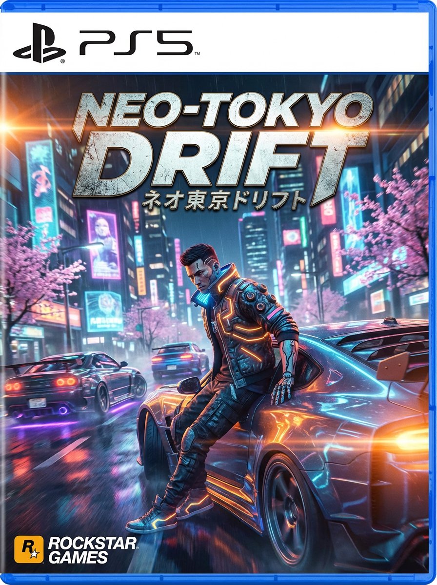 Cyberpunk x Fast & Furious 스타일 PS5 게임 커버 프롬프트