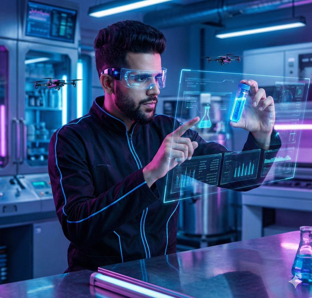 Futuristic Sci-Fi Lab Scene Generation with JSON