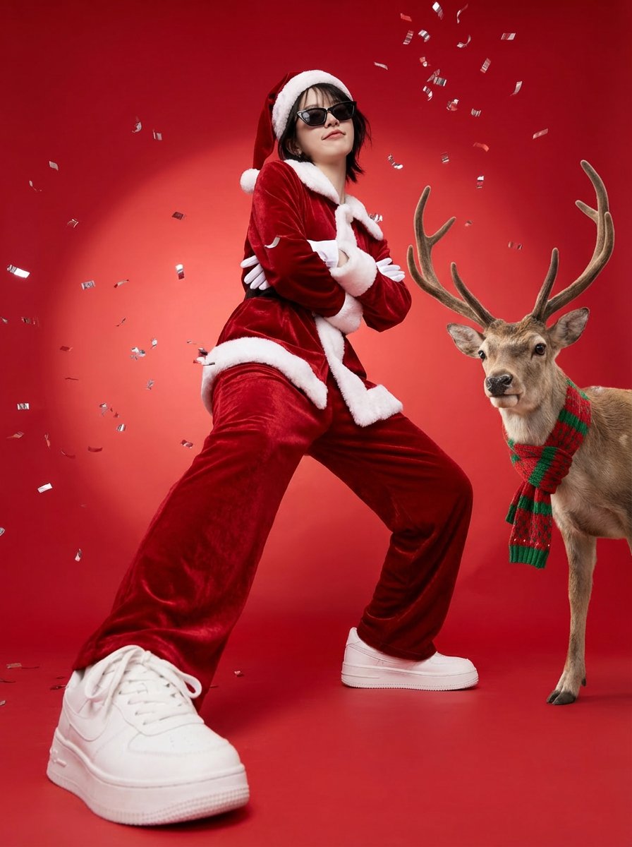 Sassy Santa Festive Poster Design with Reindeer