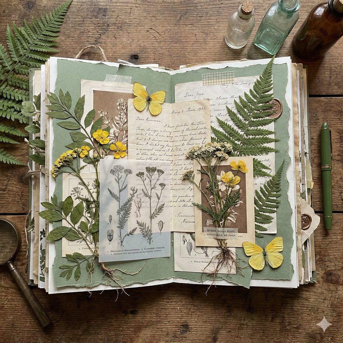 Botanical Junk Journal: Harmonious Maximalist Tapestry