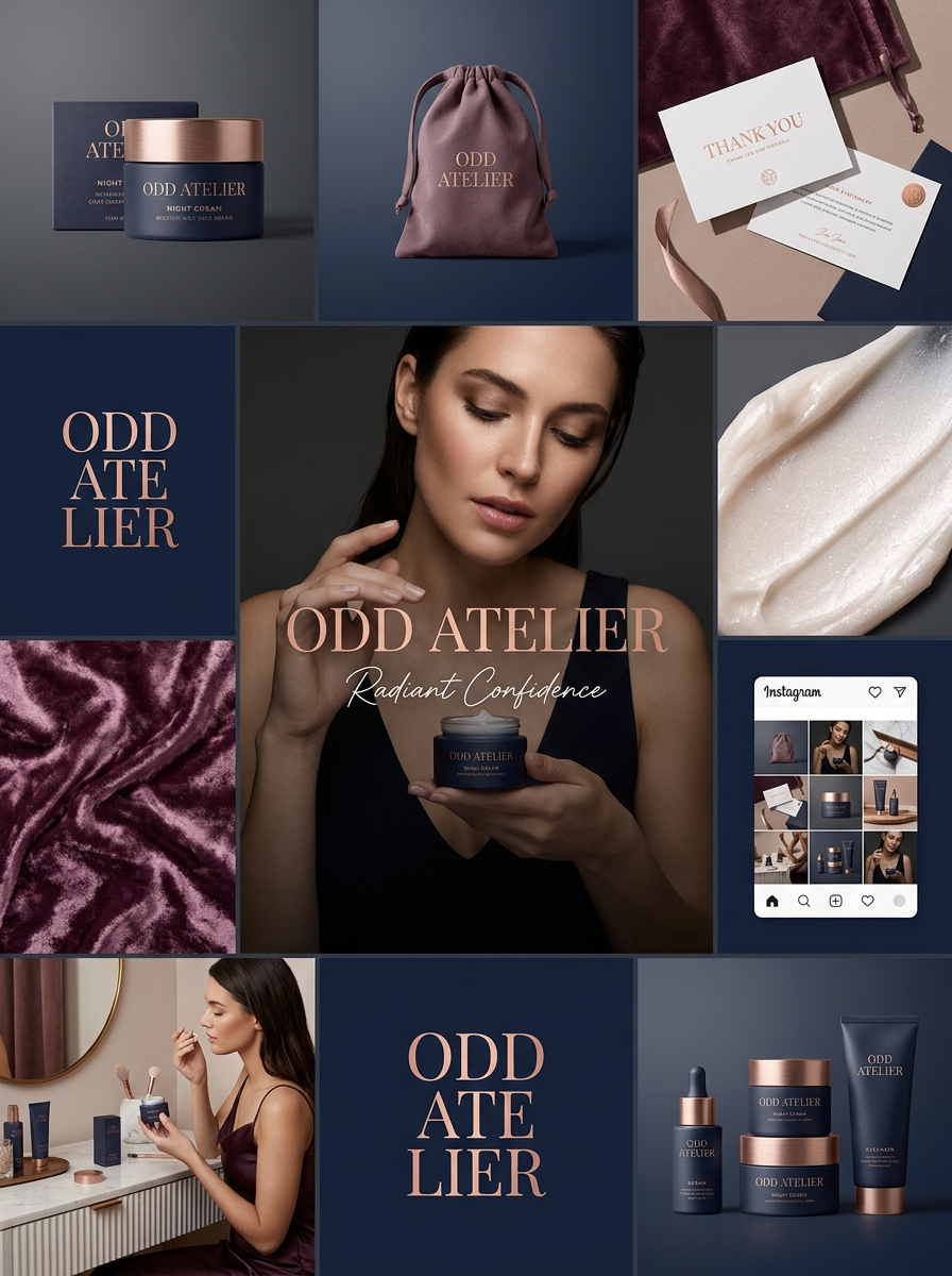 A photorealistic luxury brand identity mood board for premiu...